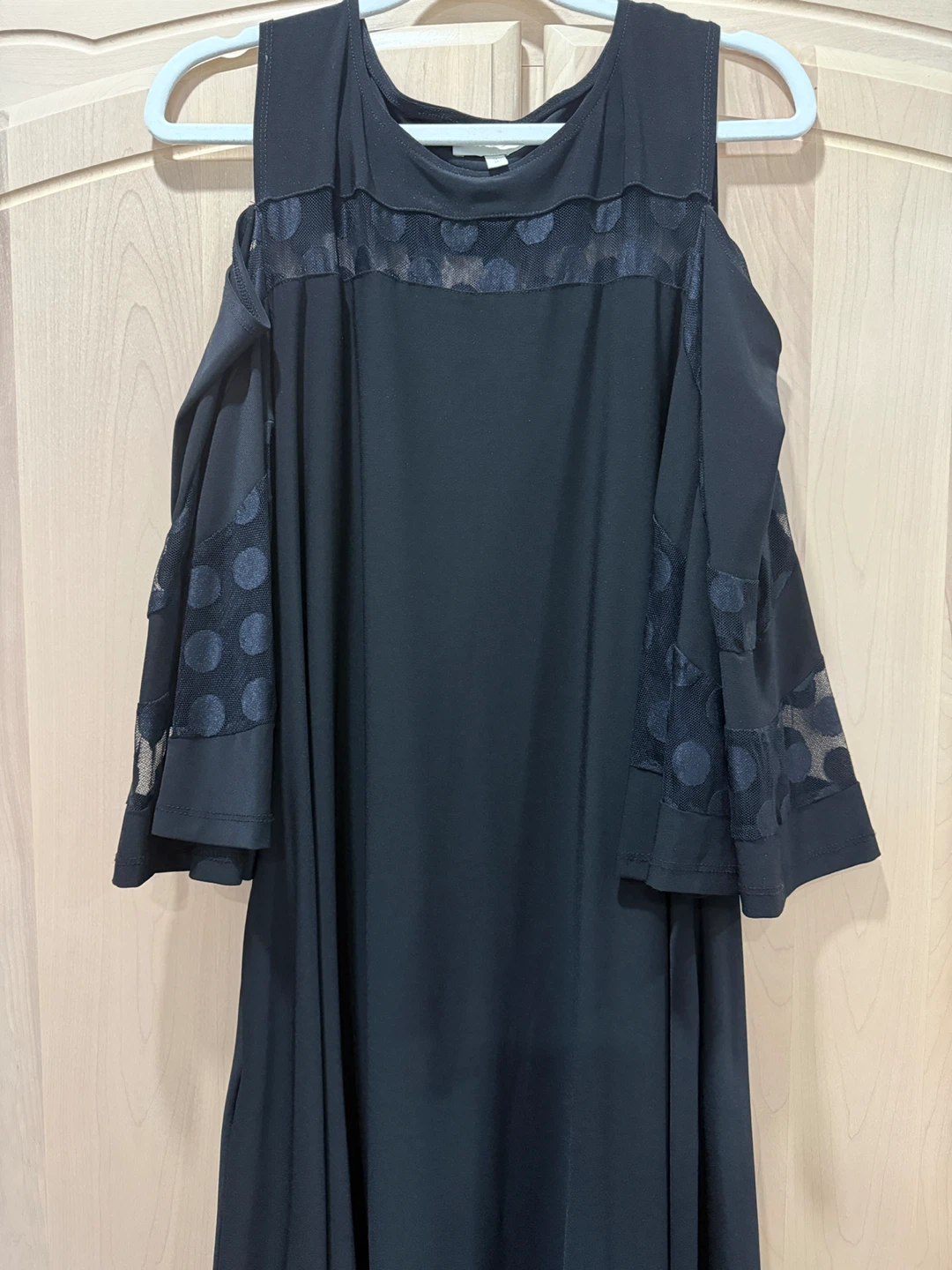 Black Dress with Polka Dot Mesh Details Medium