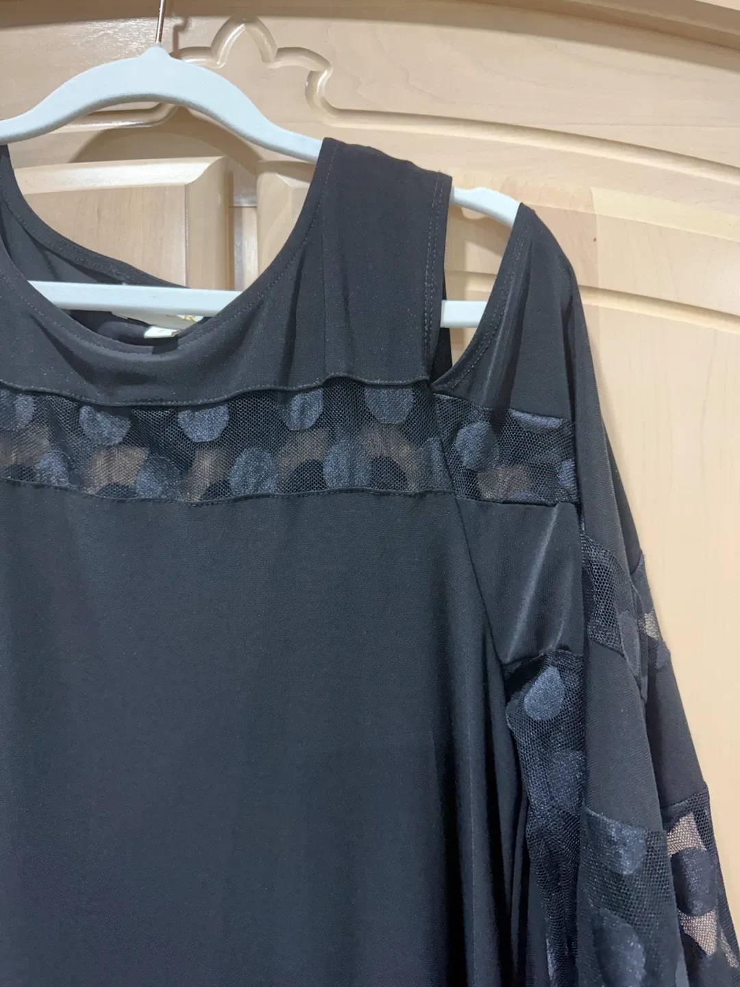 Black Dress with Polka Dot Mesh Details Medium image indicator(4)