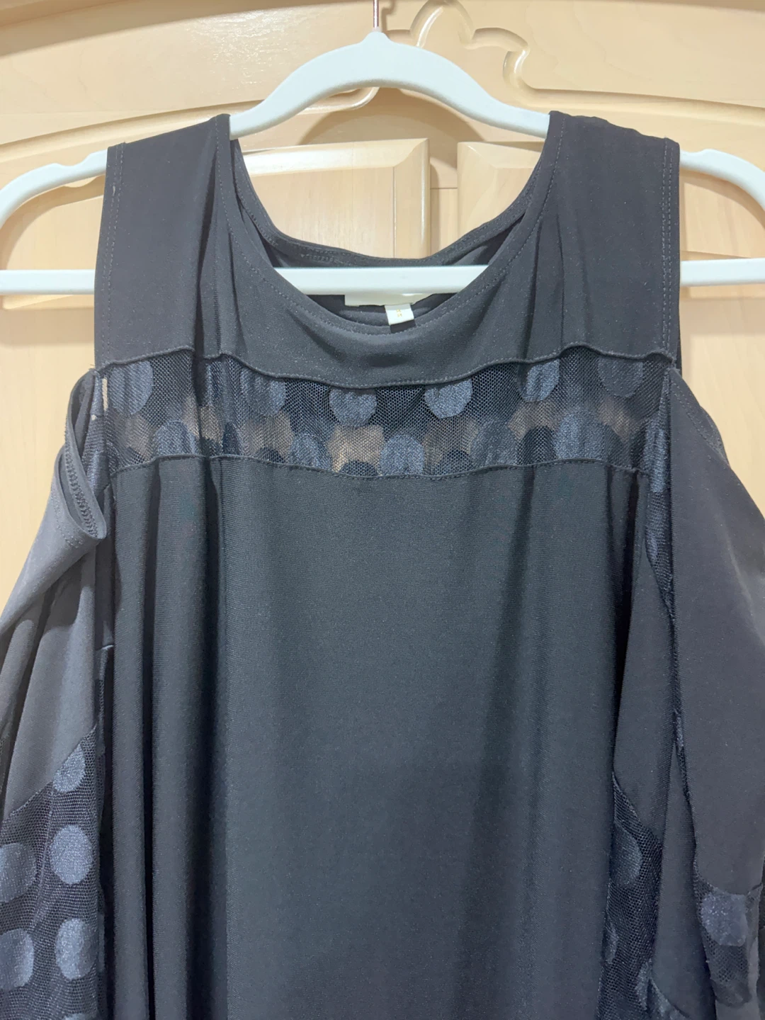 Black Dress with Polka Dot Mesh Details Medium - photo 2