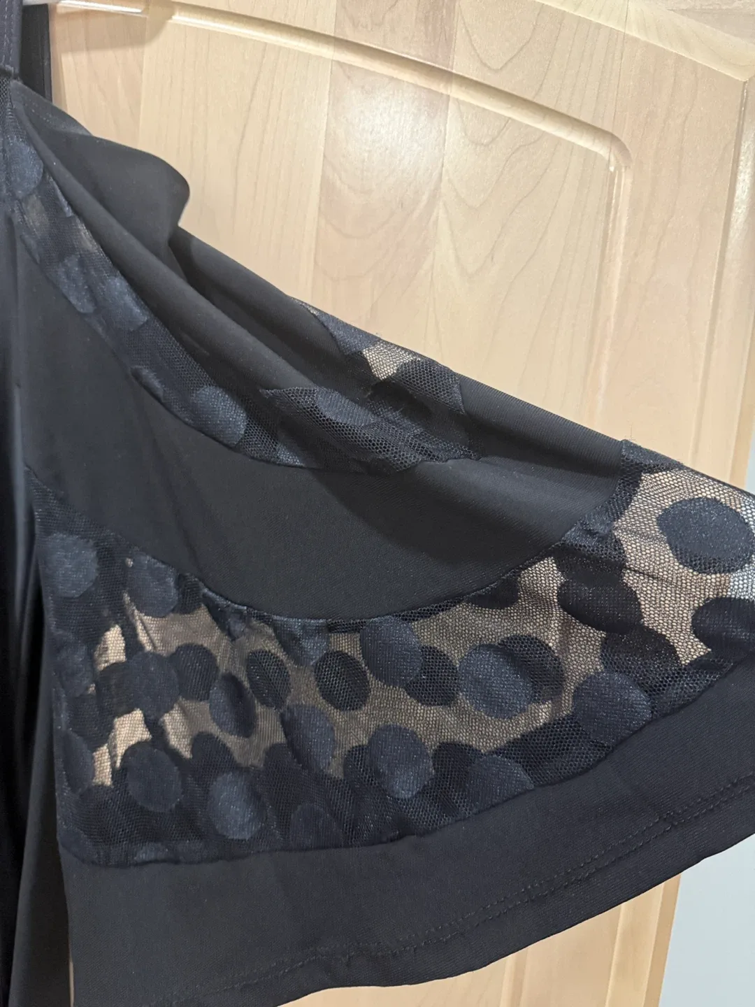 Black Dress with Polka Dot Mesh Details Medium image indicator(3)