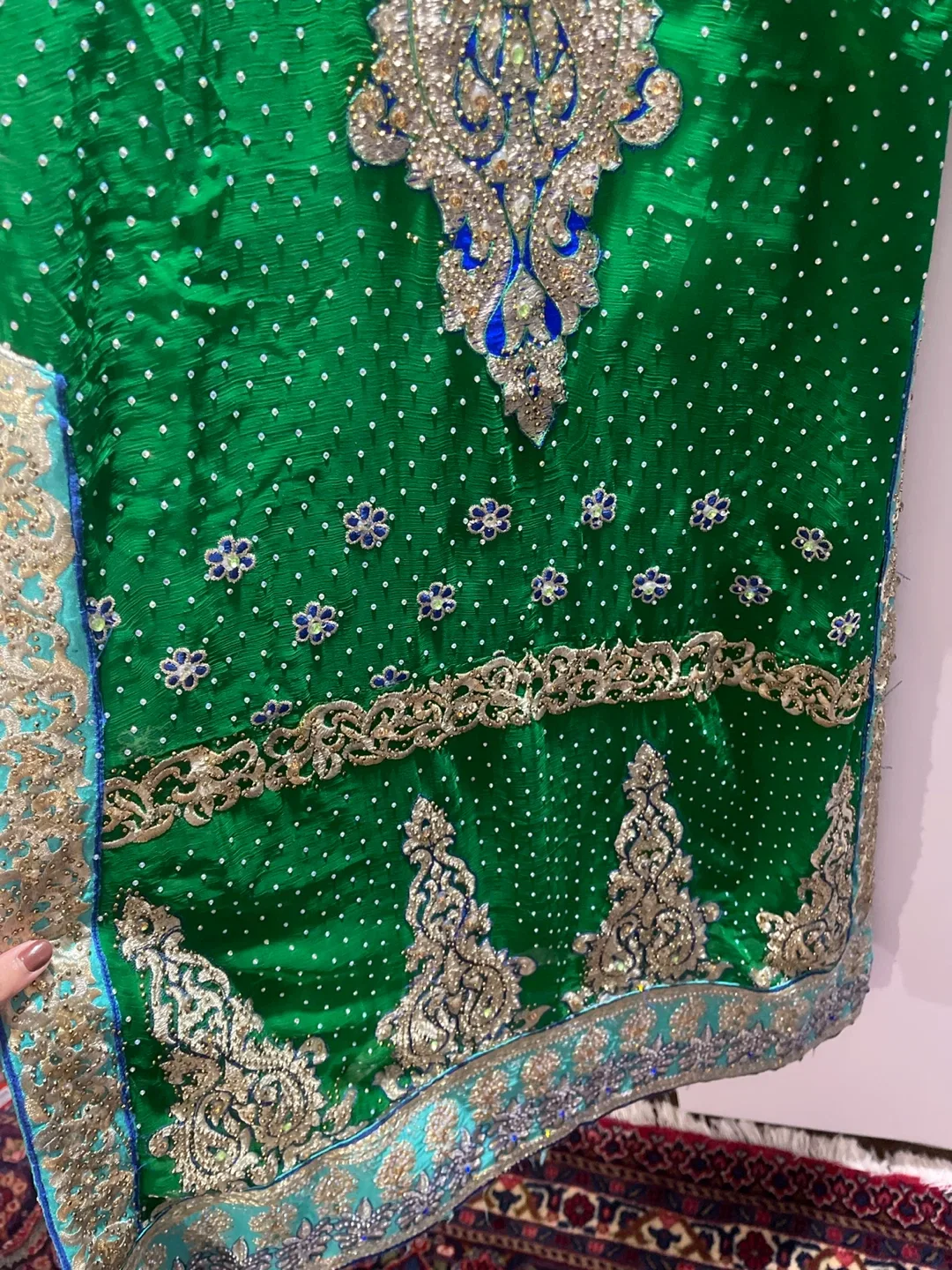 Green & Blue Embroidered Salwar Kameez image indicator(4)