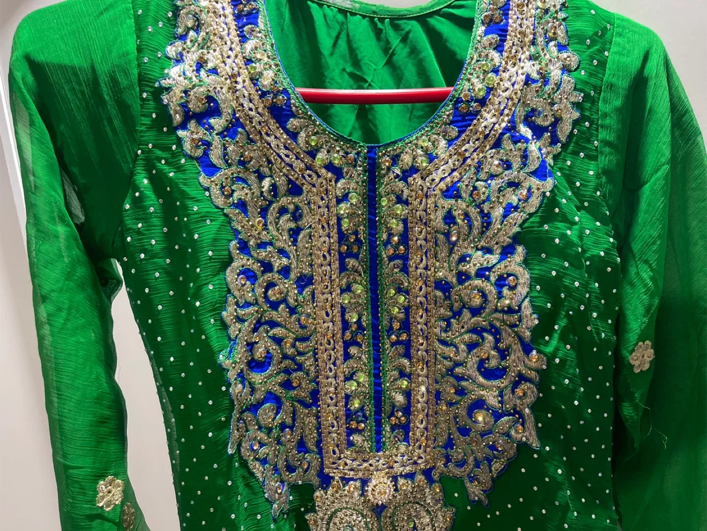 Green & Blue Embroidered Salwar Kameez image indicator(3)