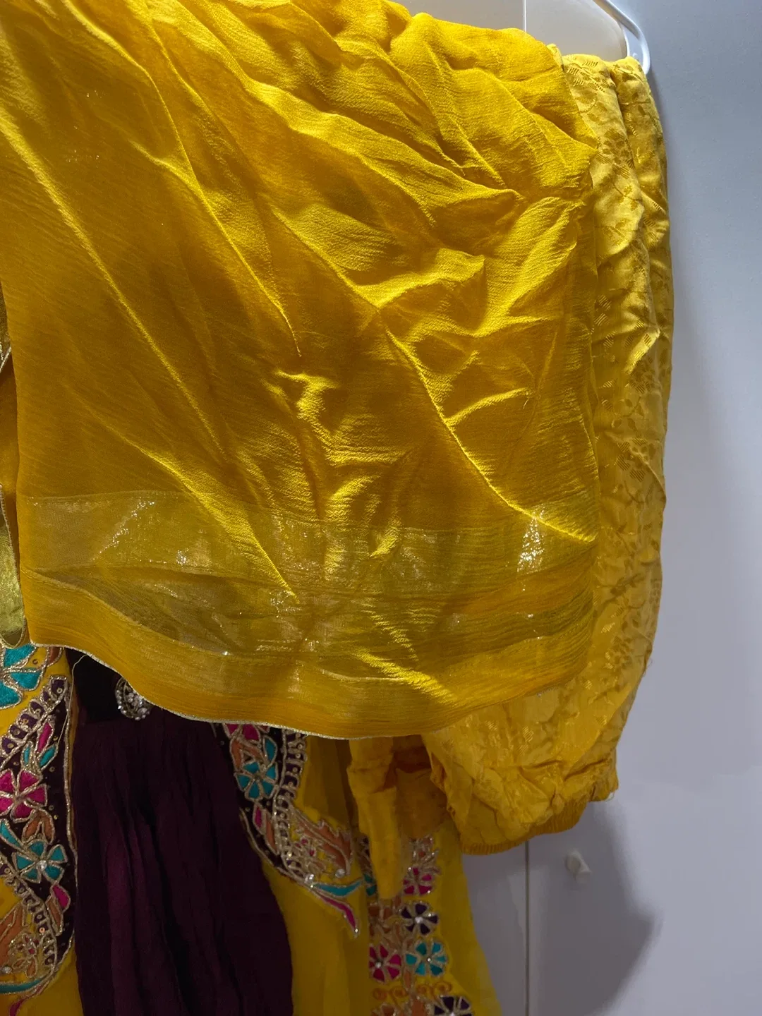 Yellow & Burgundy Embroidered Outfit image indicator(2)