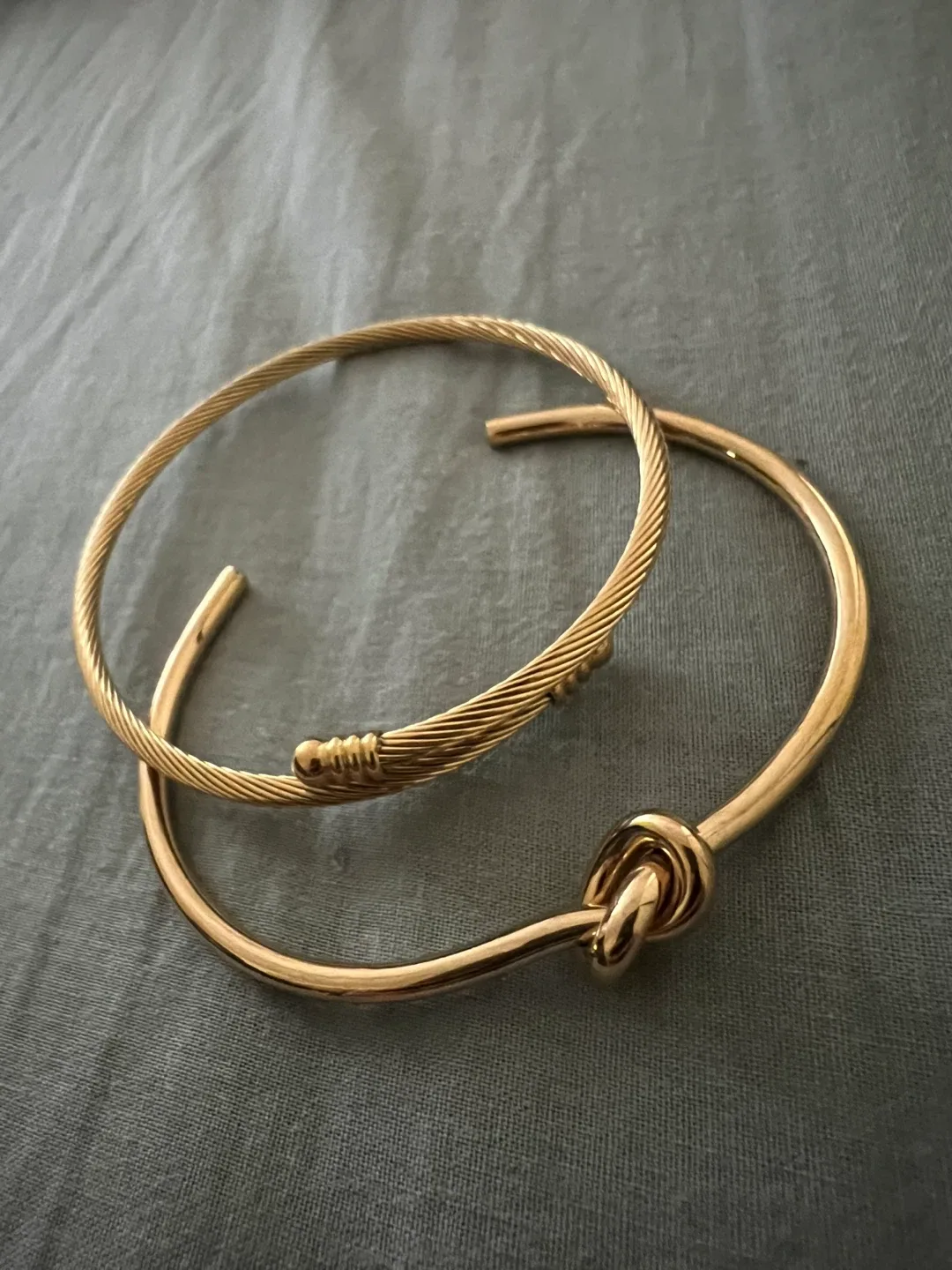Gold Tone Bangle Bracelets - Set of 2 thumbnail