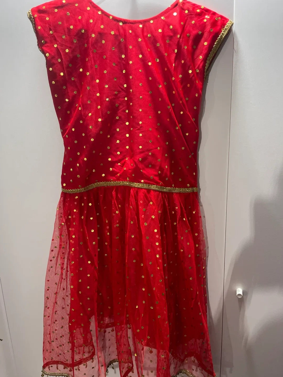 Red & Gold Girls' Dress with Dupatta image indicator(5)