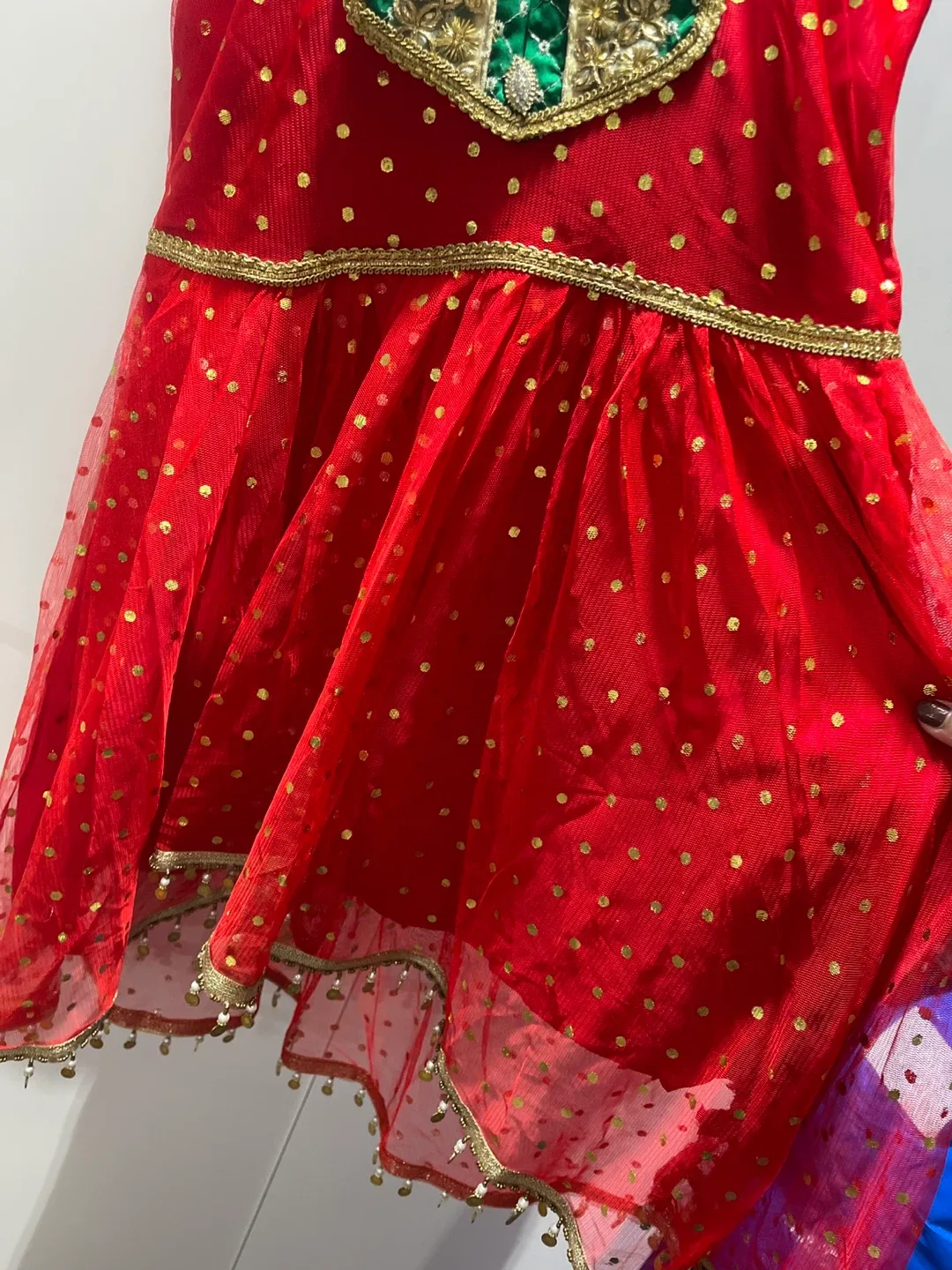 Red & Gold Girls' Dress with Dupatta image indicator(4)