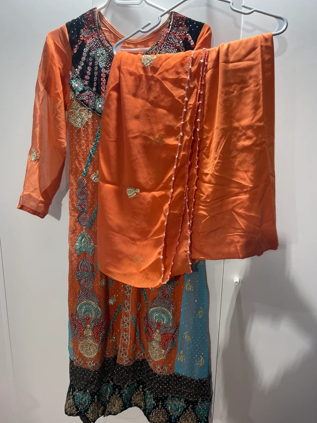 Orange Embroidered Salwar Kameez Suit thumbnail
