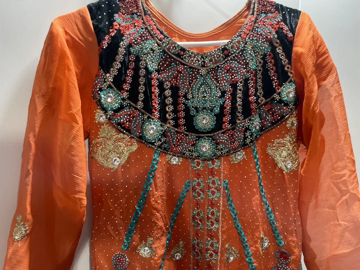 Orange Embroidered Salwar Kameez Suit image indicator(3)