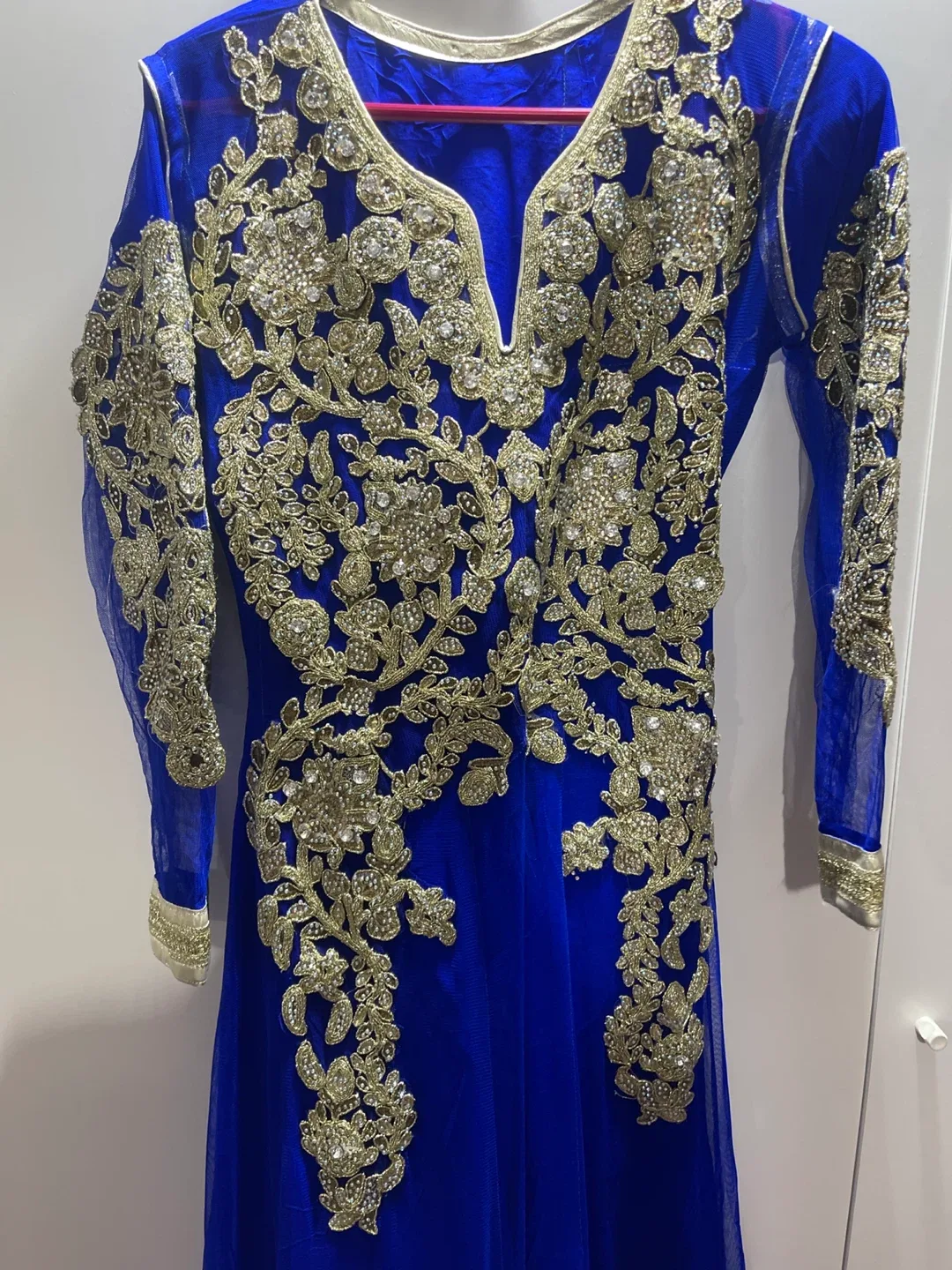 Blue & Gold Embellished Anarkali Dress image indicator(3)