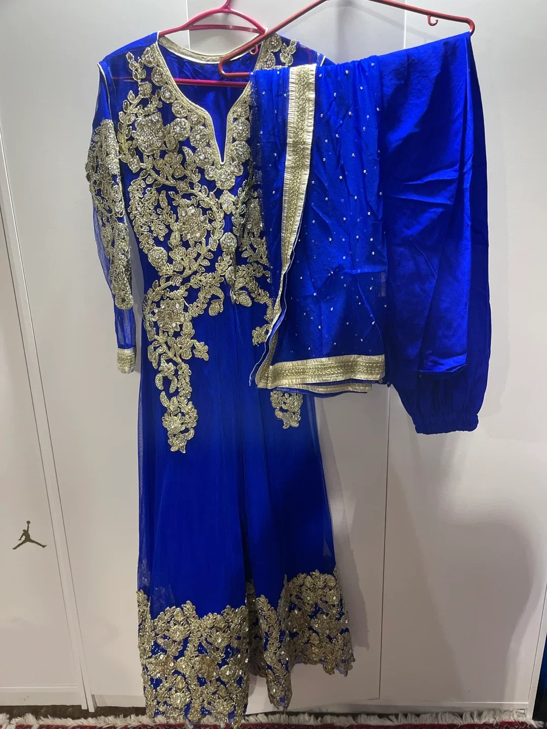 Blue & Gold Embellished Anarkali Dress thumbnail