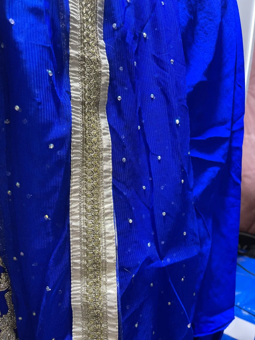 Blue & Gold Embellished Anarkali Dress image indicator(2)