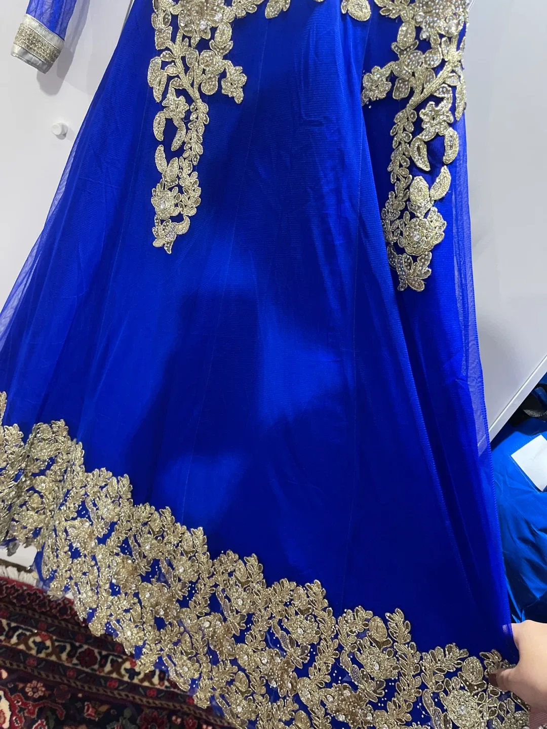 Blue & Gold Embellished Anarkali Dress image indicator(4)