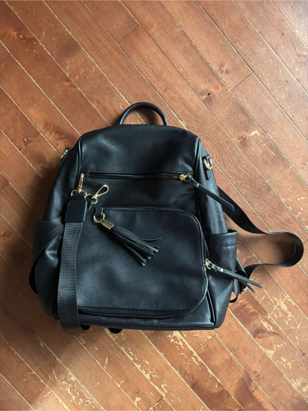 Black Leather Backpack