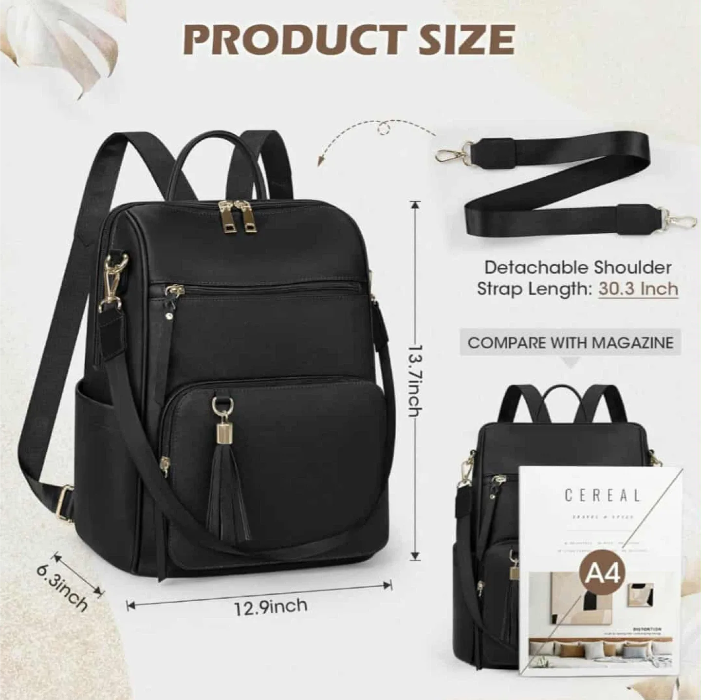 Black Leather Backpack image indicator(8)