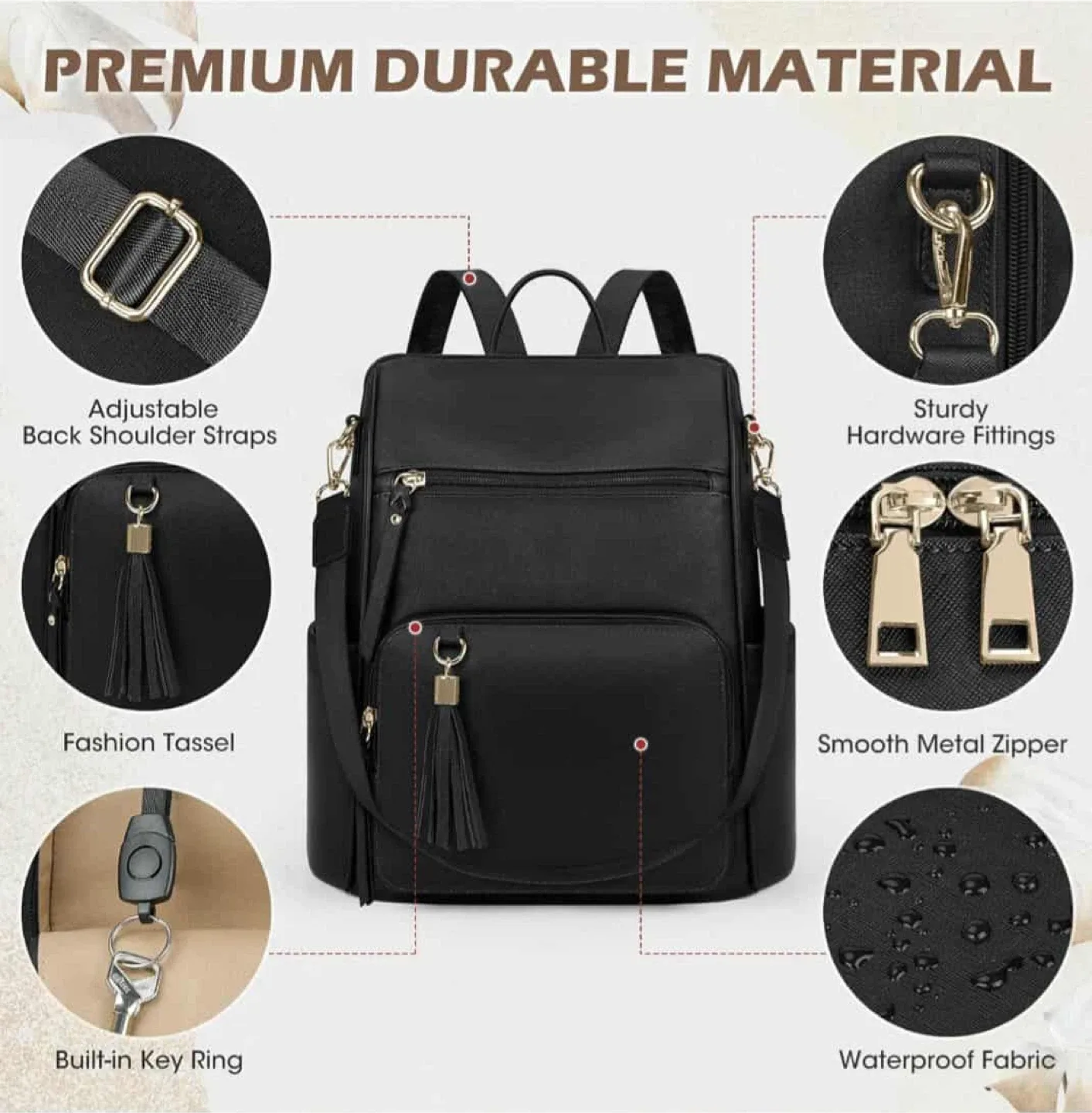 Black Leather Backpack image indicator(10)