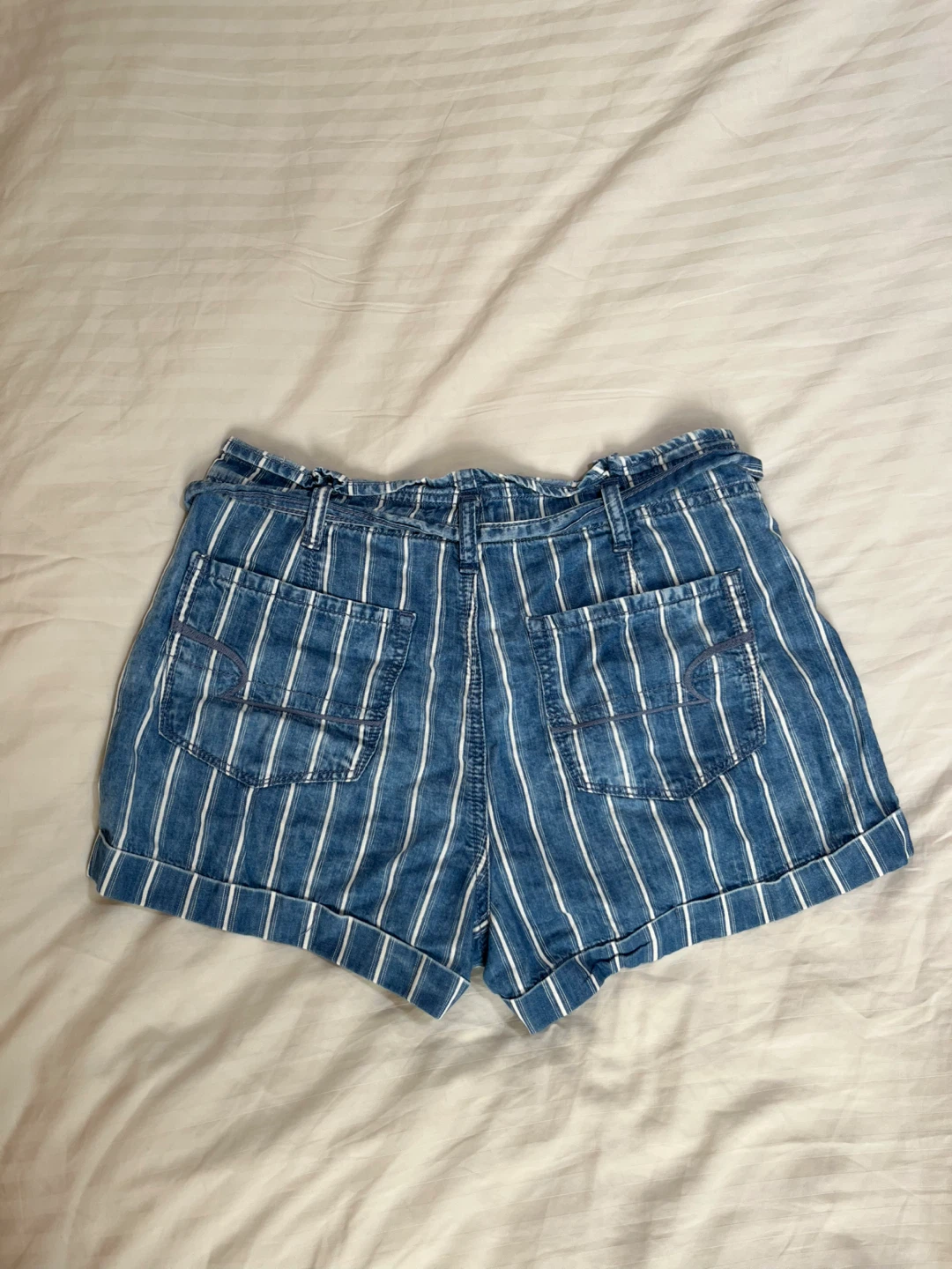 American Eagle Outfitters Blue and White Striped Jean Shorts - photo 3