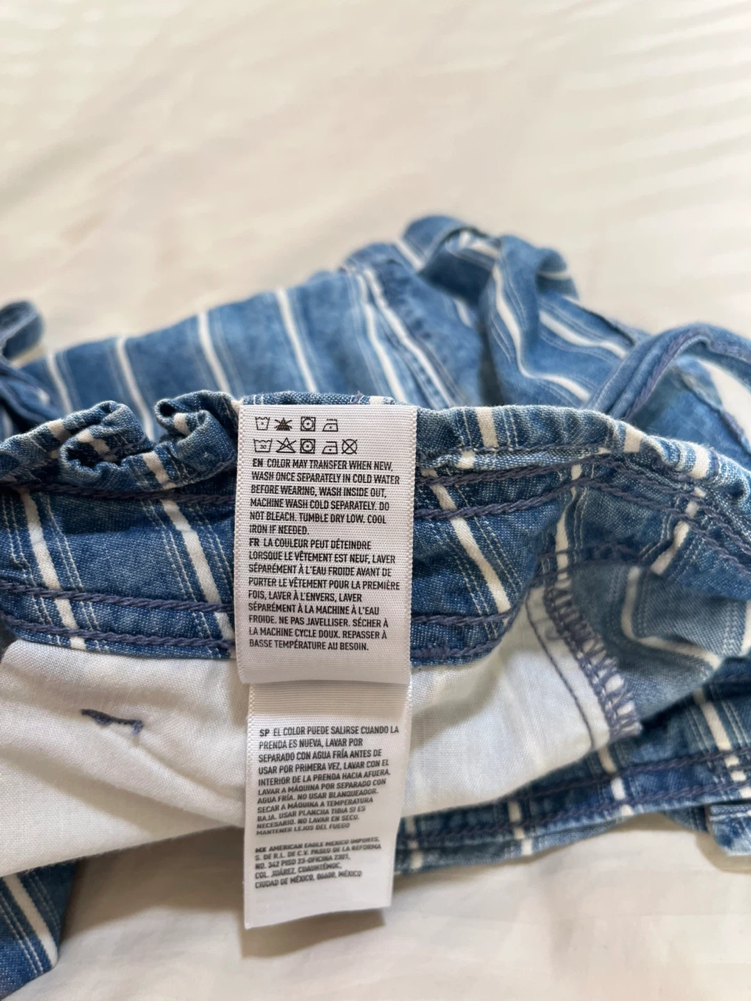 American Eagle Outfitters Blue and White Striped Jean Shorts - photo 5