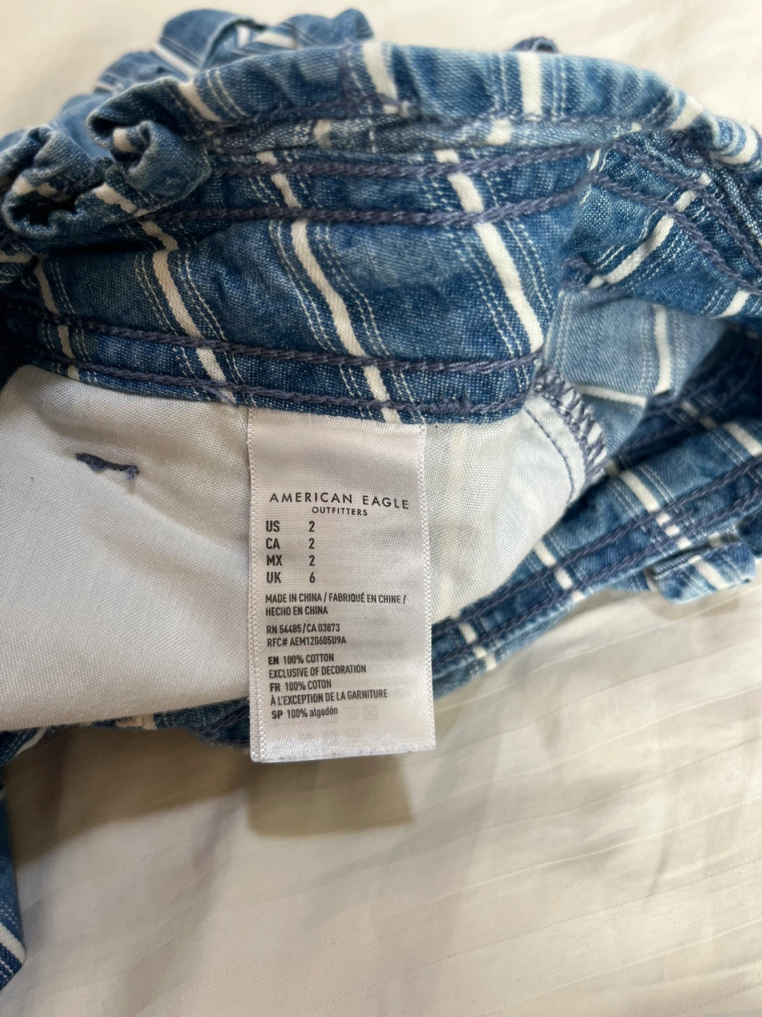 American Eagle Outfitters Blue and White Striped Jean Shorts - photo 4