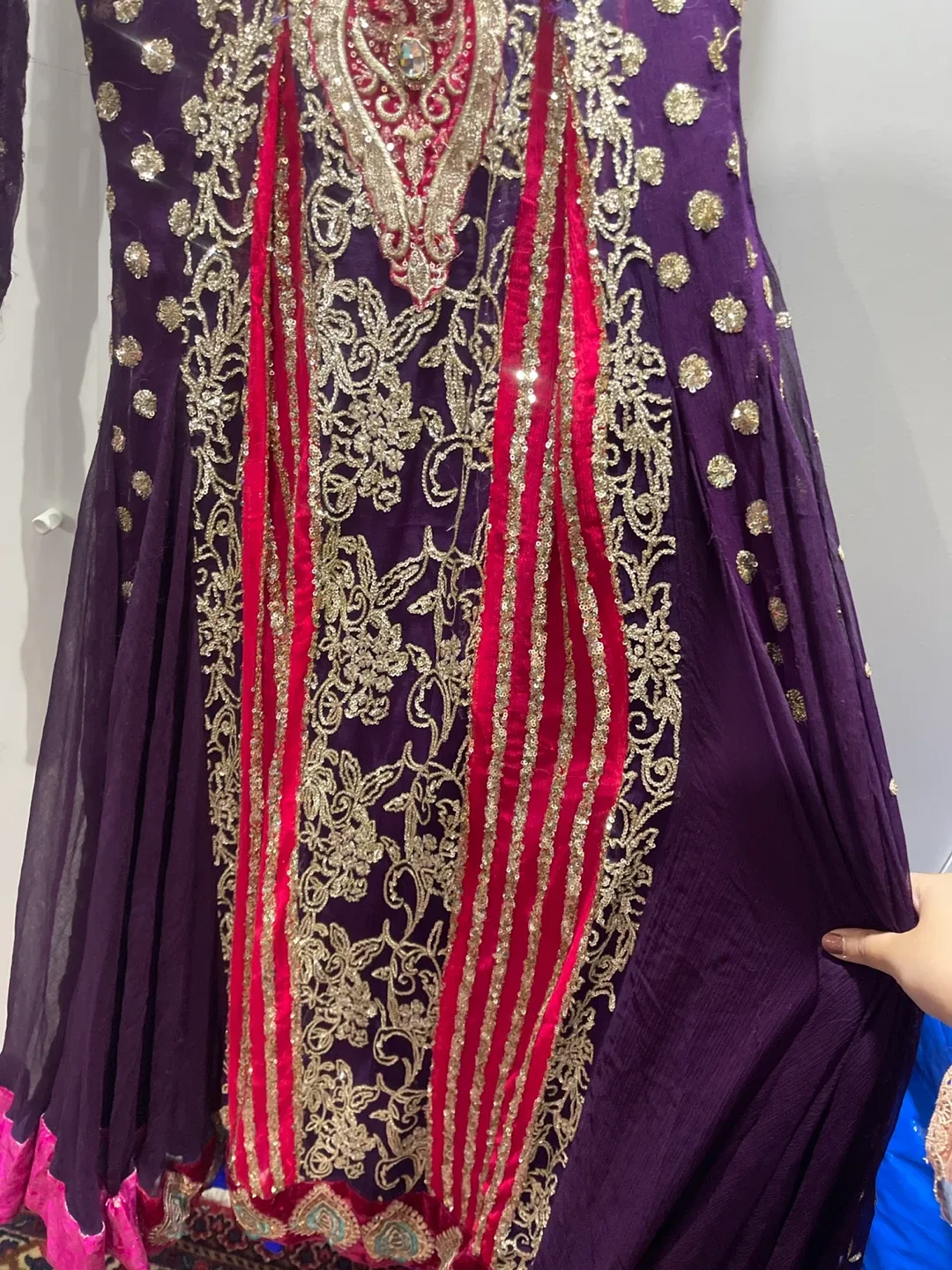 Purple Embroidered Dress image indicator(4)