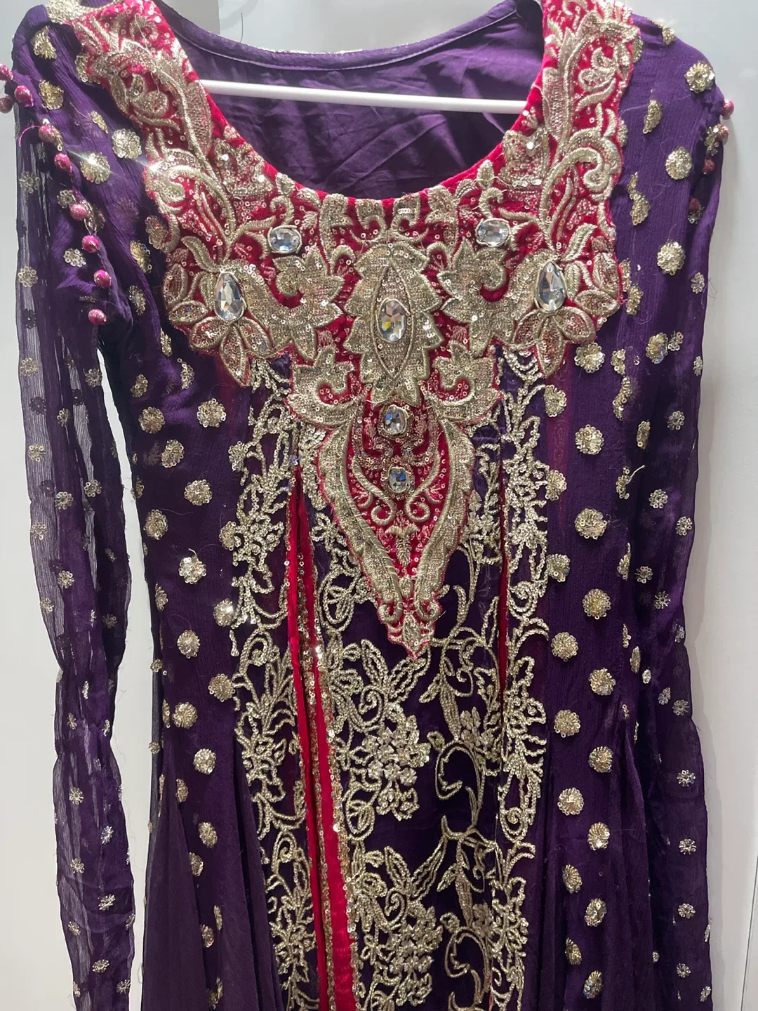 Purple Embroidered Dress image indicator(3)