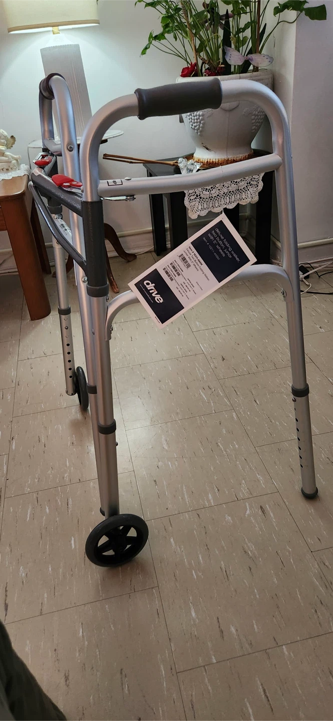 Drive Deluxe Folding Walker, Two Button, Junior with 5" Wheels