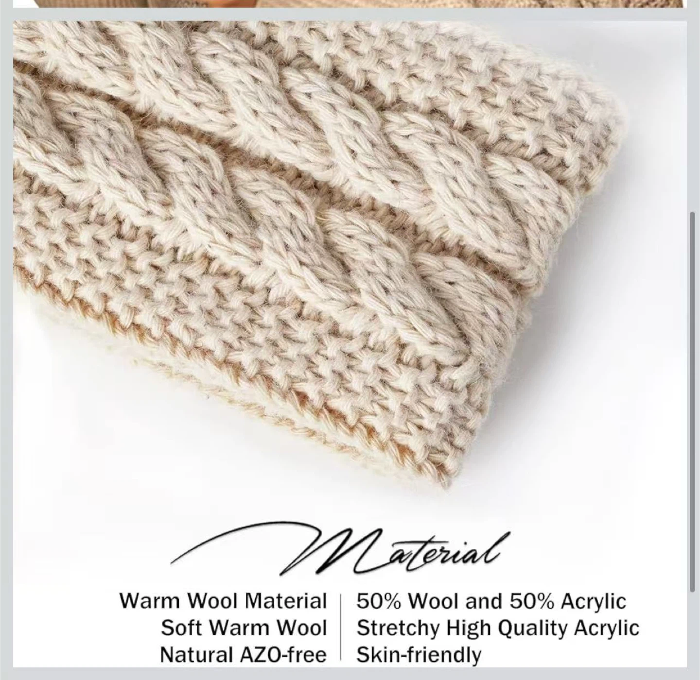 Braided Knit Headband - Warm Wool Material - photo 3