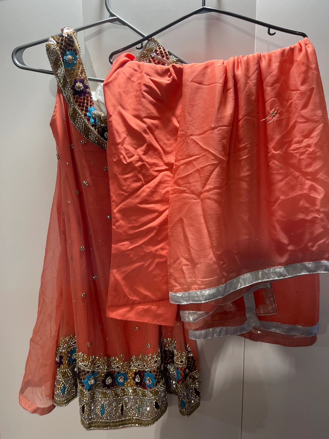 Coral Embellished Indian Outfit