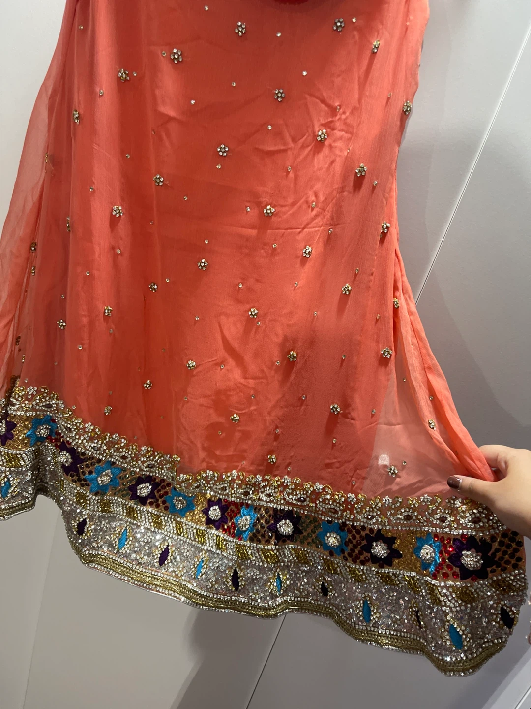 Coral Embellished Indian Outfit - photo 4