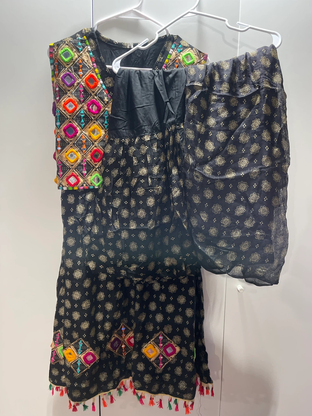 Black Embroidered Girls' Salwar Kameez