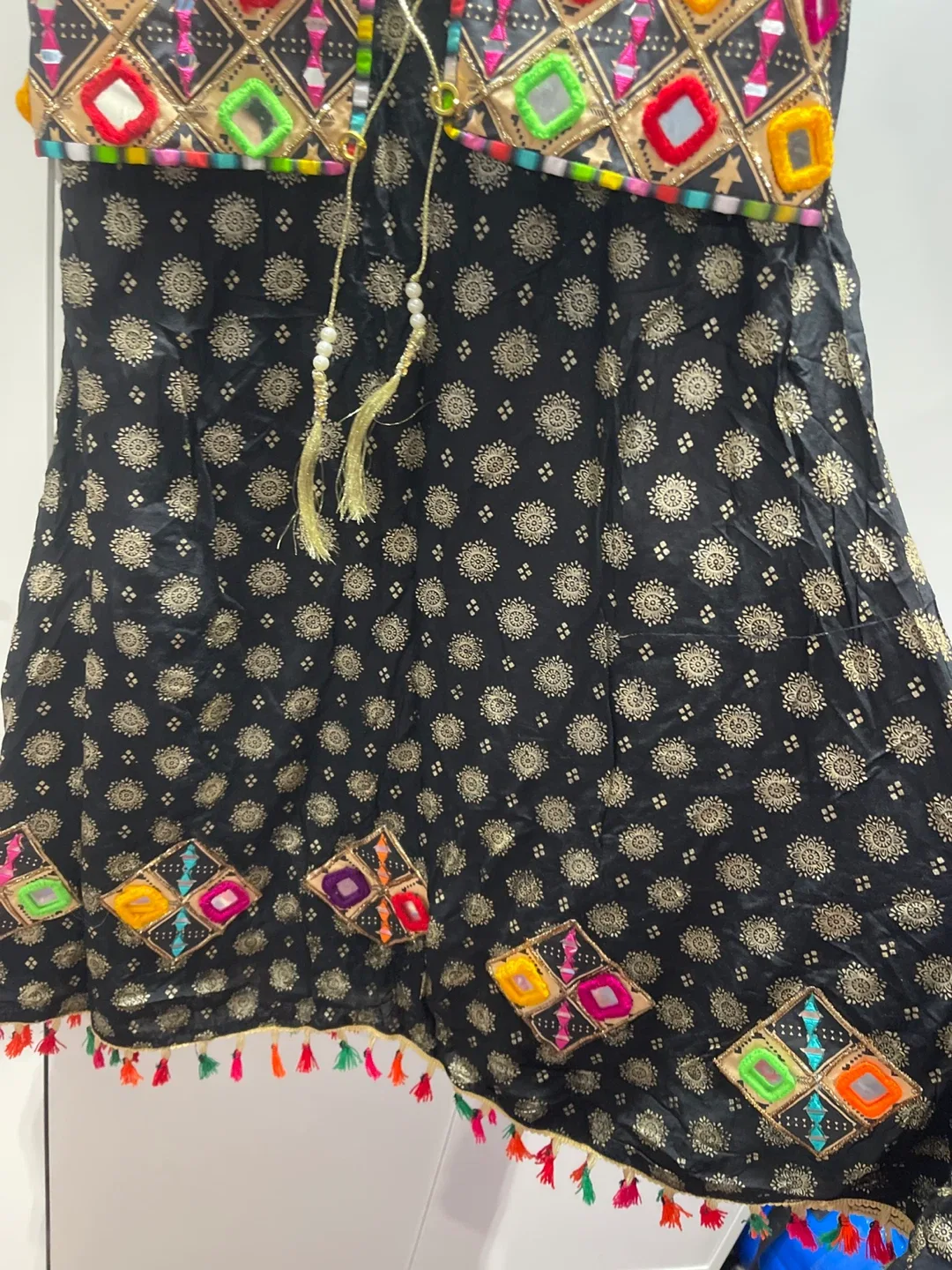 Black Embroidered Girls' Salwar Kameez image indicator(4)