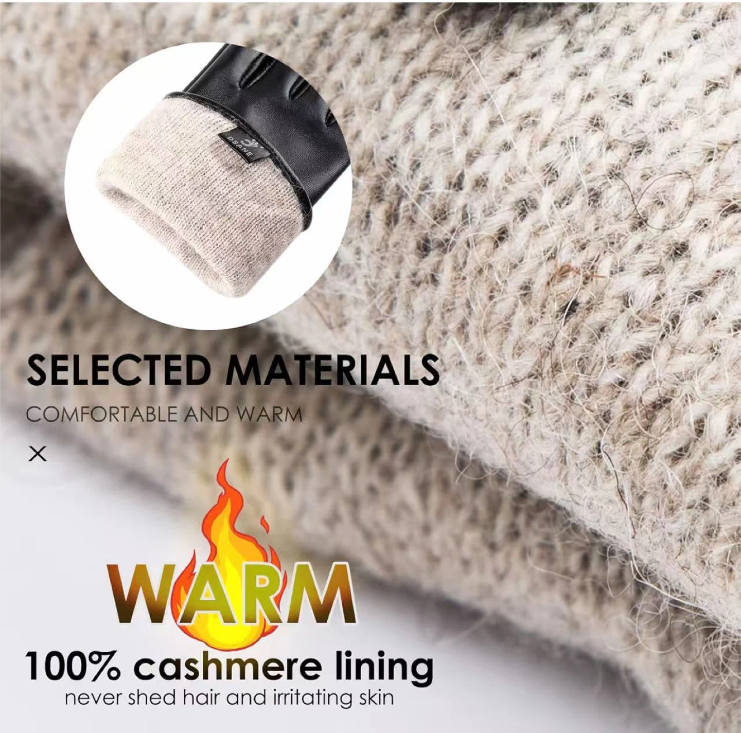 Leather Touchscreen Gloves with Cashmere Lining - photo 3