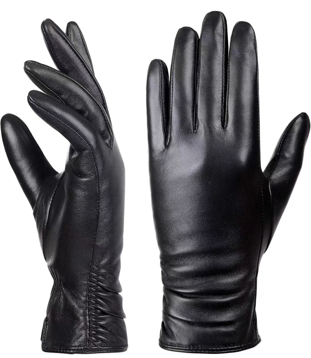 Leather Touchscreen Gloves with Cashmere Lining