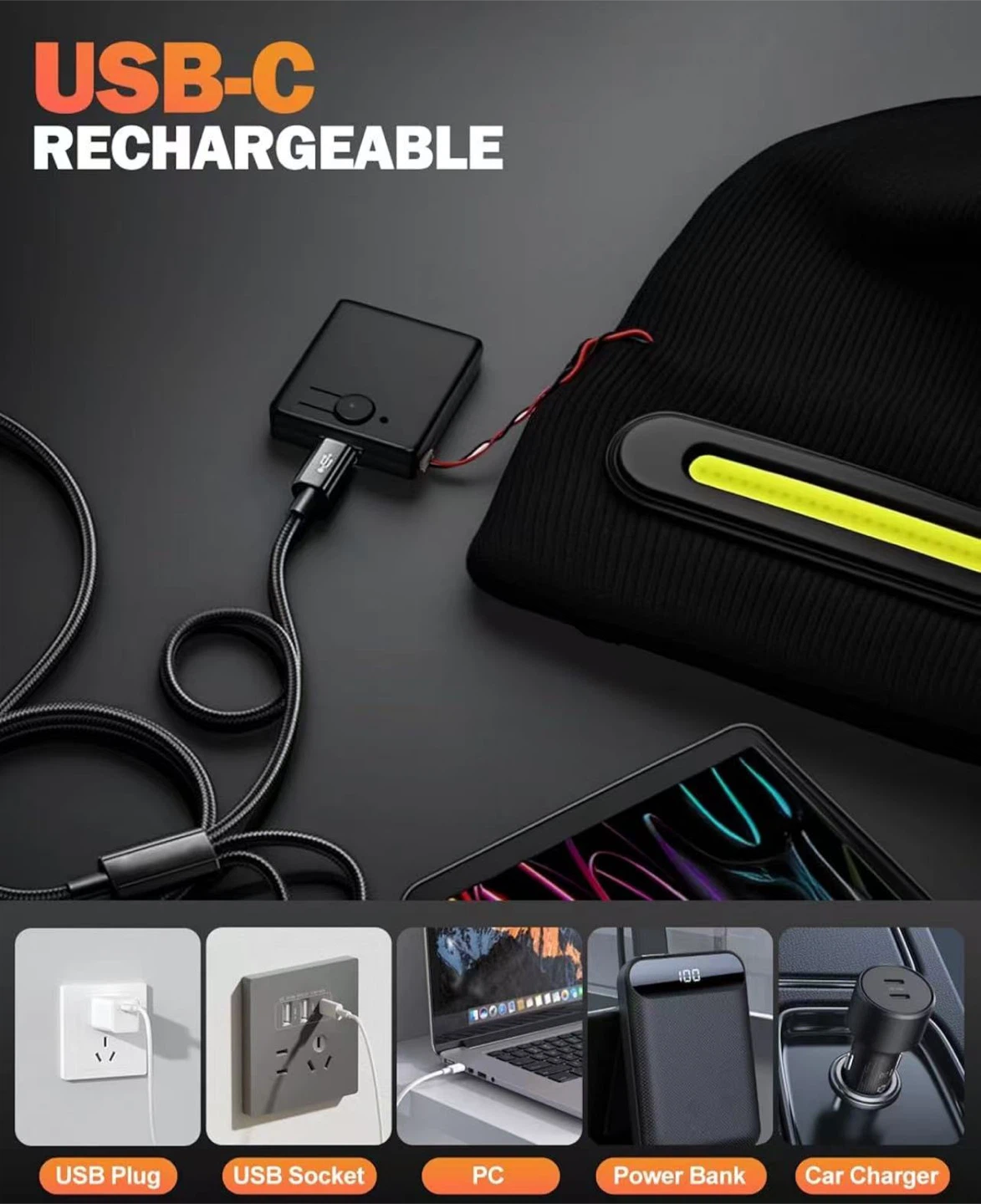 LED Beanie with Light - USB-C Rechargeable - photo 4