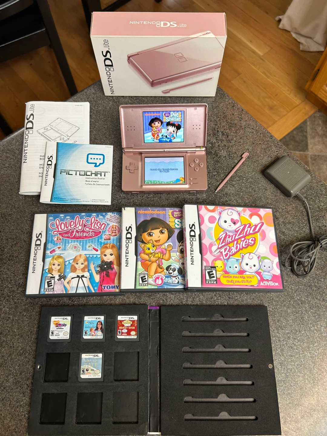 Metallic Rose Nintendo DS Lite & 7-Games (Complete)