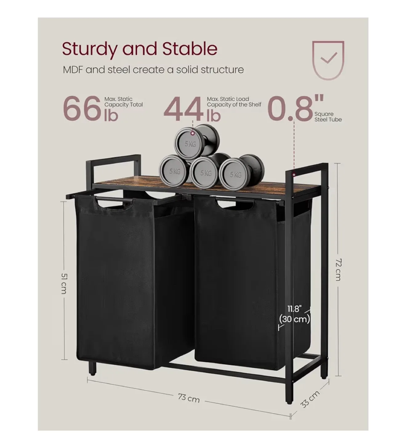 Double Laundry Hamper Sorter- Grey and white image indicator(2)