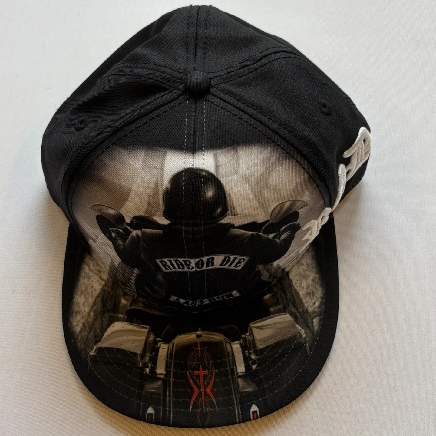 Ride Or Die Snapback Hat Motorcycle Biker Graphic Flat Bill image indicator(2)