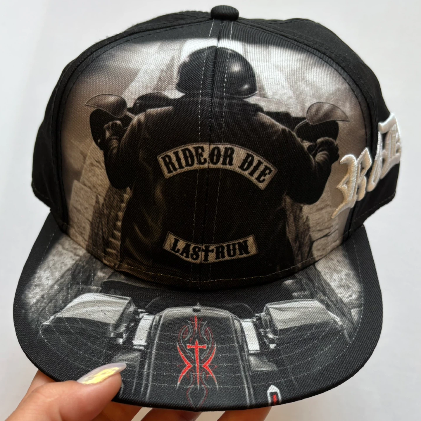 Ride Or Die Snapback Hat Motorcycle Biker Graphic Flat Bill - photo 3