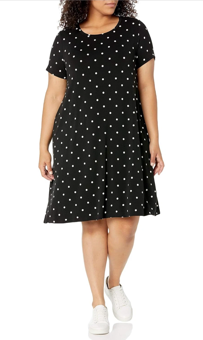 NEW! Amazon Essentials Short-Sleeve Scoop Neck Swing Dress