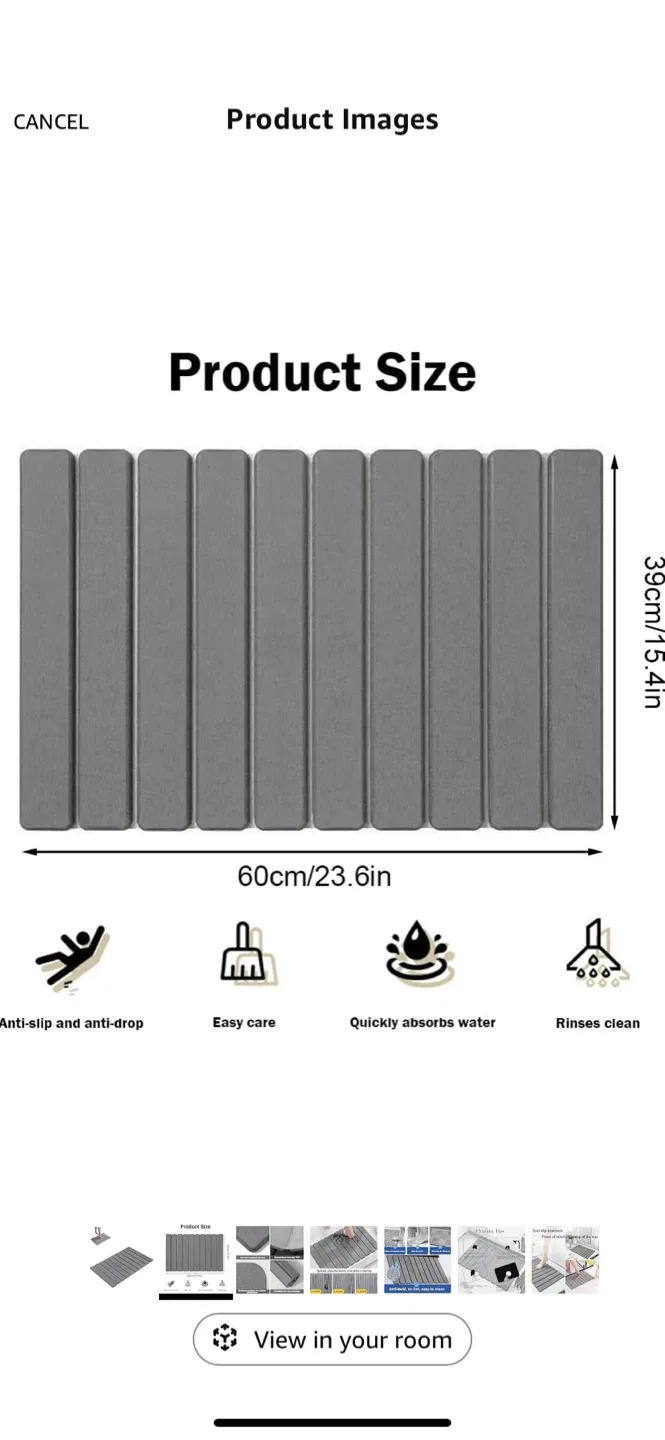 Grey Quick-Dry Bath Mat - 60x39cm image indicator(5)
