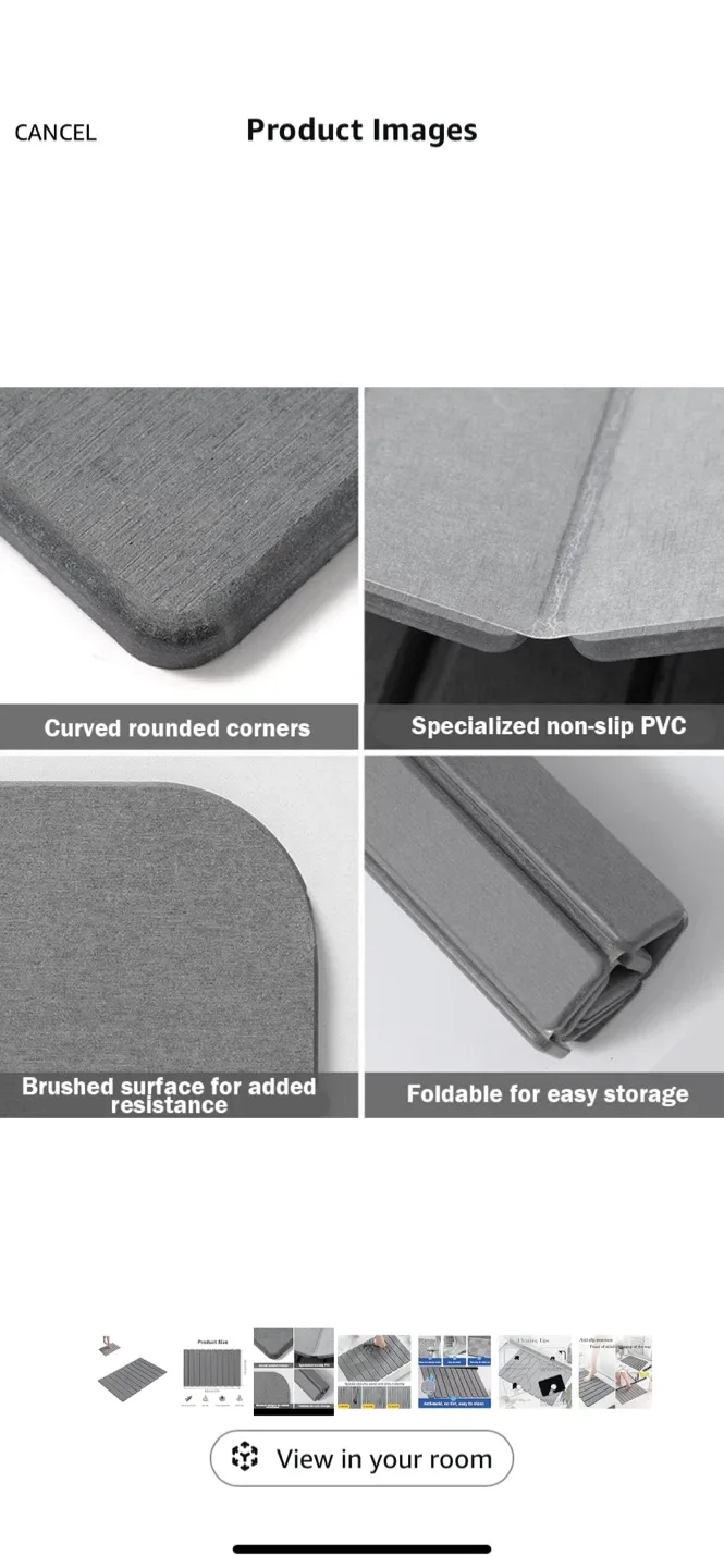 Grey Quick-Dry Bath Mat - 60x39cm image indicator(4)