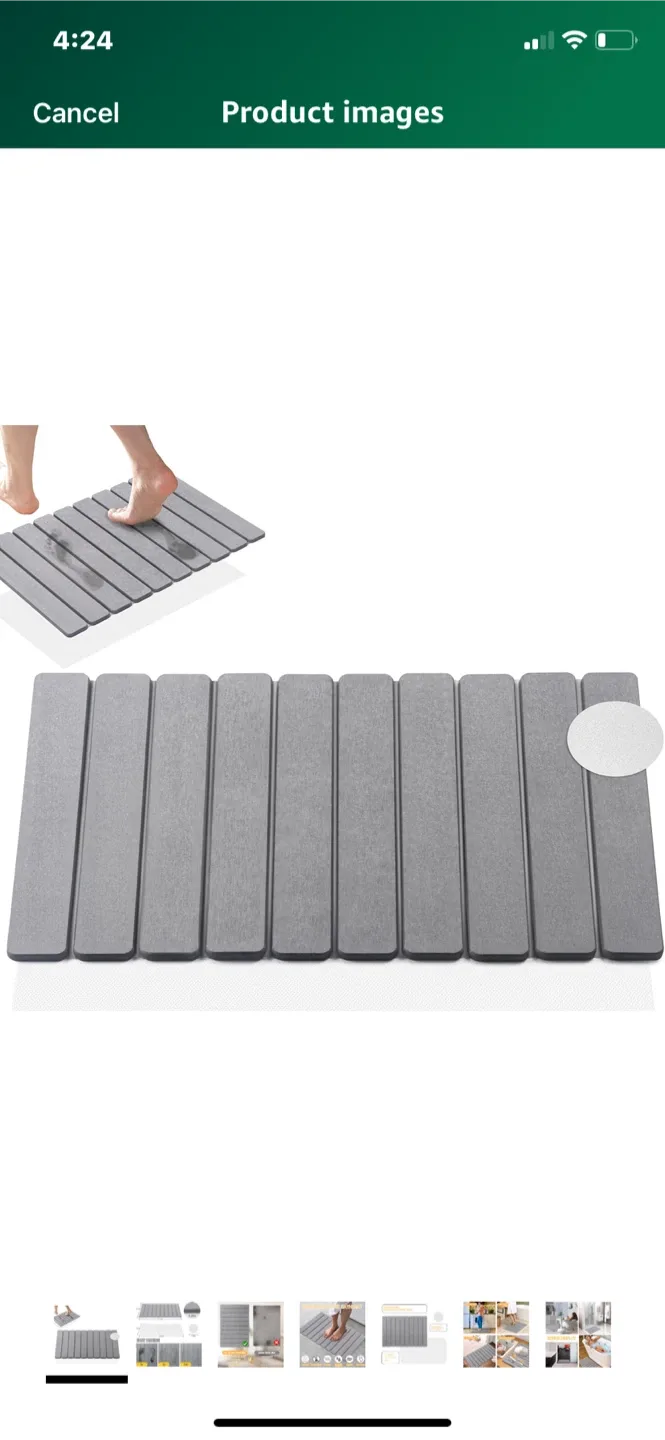 Grey Quick-Dry Bath Mat - 60x39cm image indicator(2)