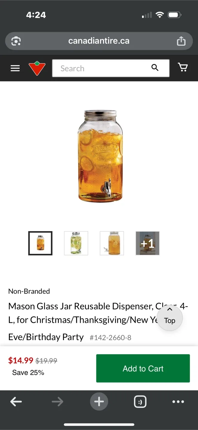 Mason Glass Jar Reusable Drink Dispenser - 4L image indicator(4)