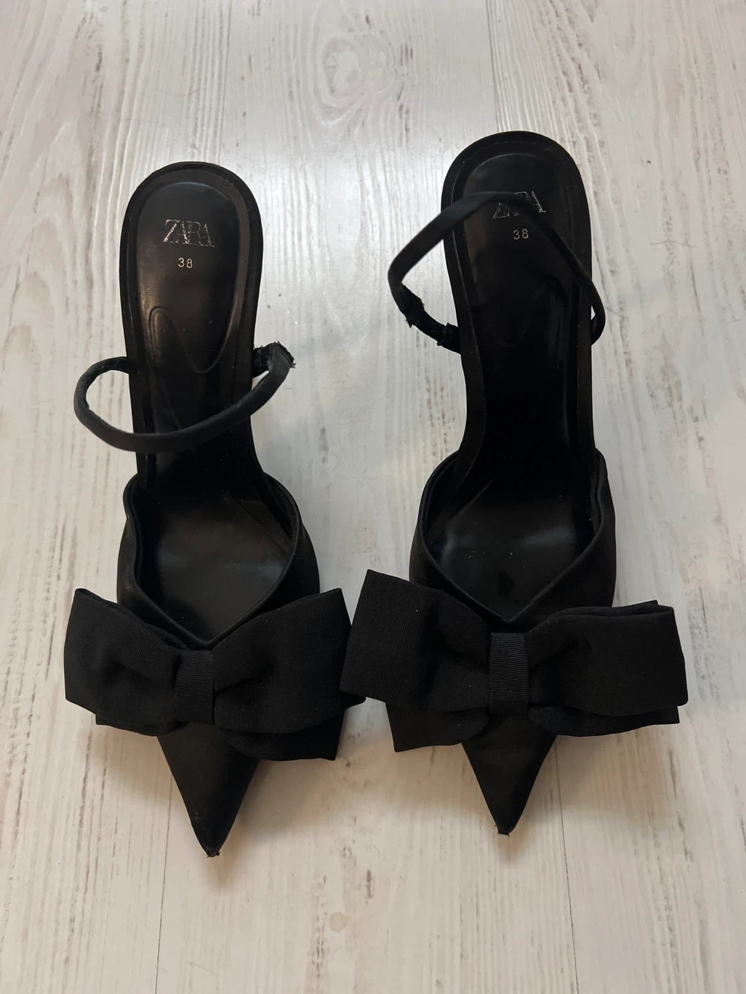Zara Black Heels with Bow - Size 38