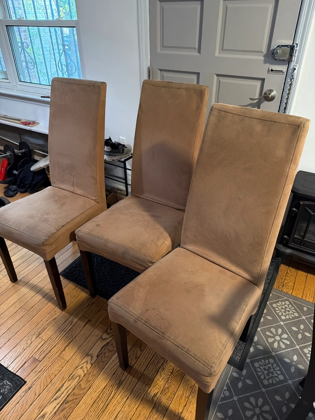 Set of 3 Dining Chairs - Brown