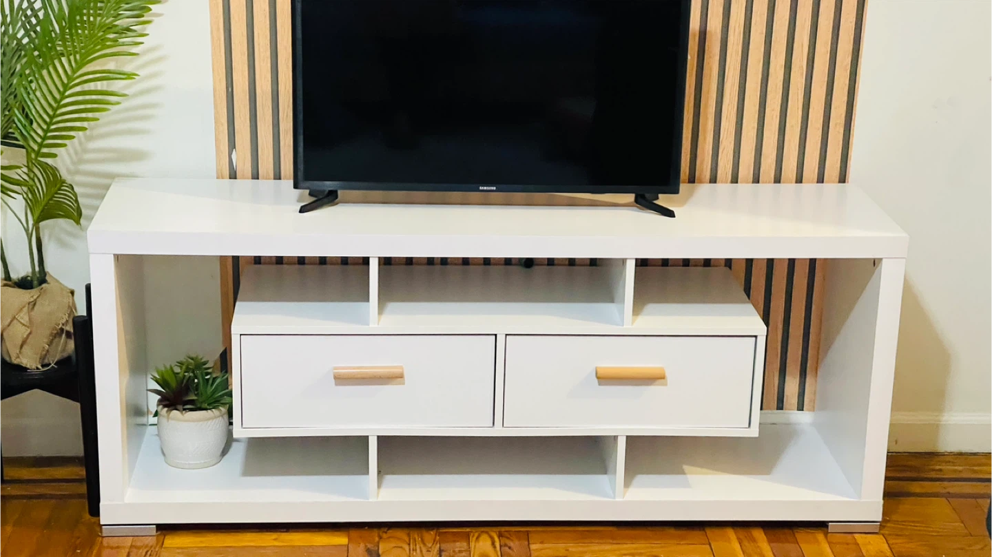 White TV Stand with Drawers( Moving Out) - photo 2