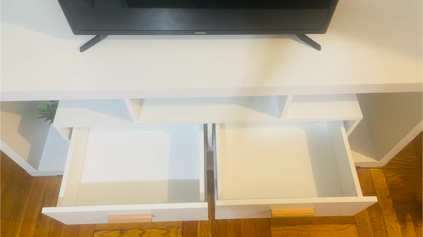 White TV Stand with Drawers( Moving Out) - photo 3