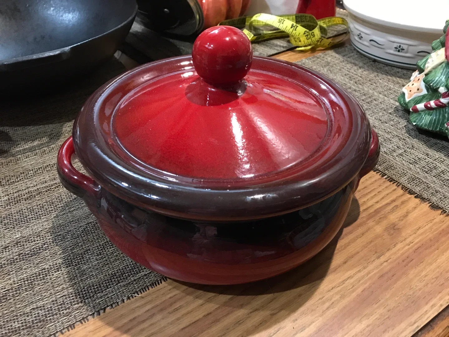 Red Casserole Dish with Lid - De Silva Italian Pottery