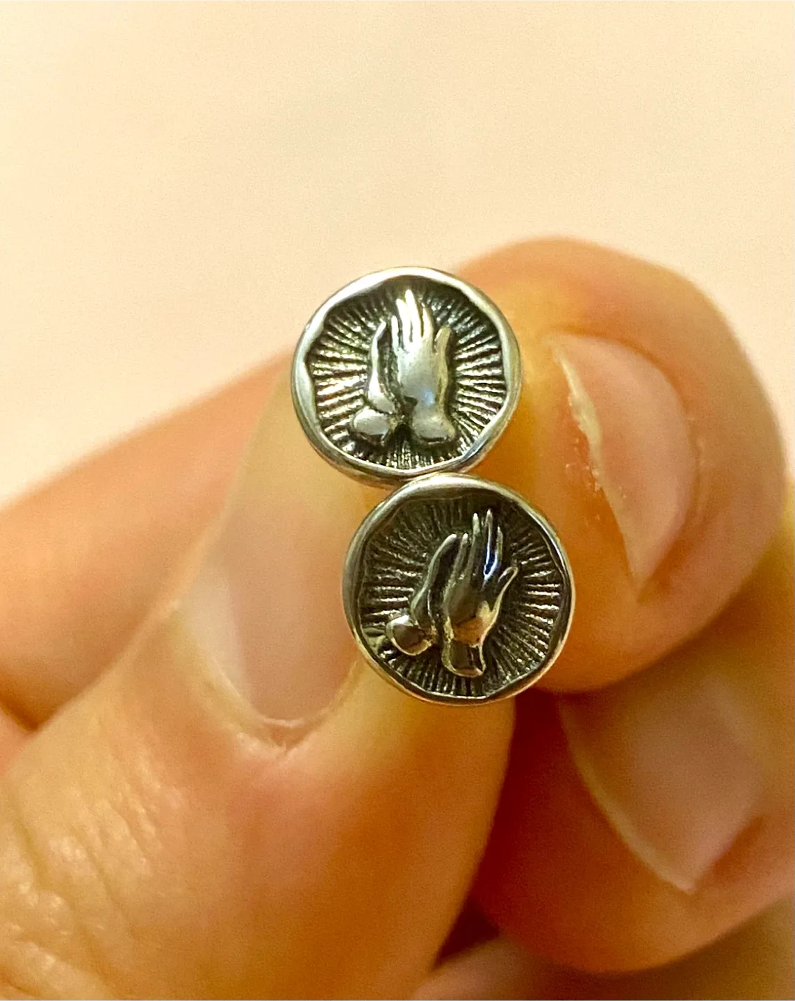 Silver 925 Praying Hands Stud Earrings thumbnail