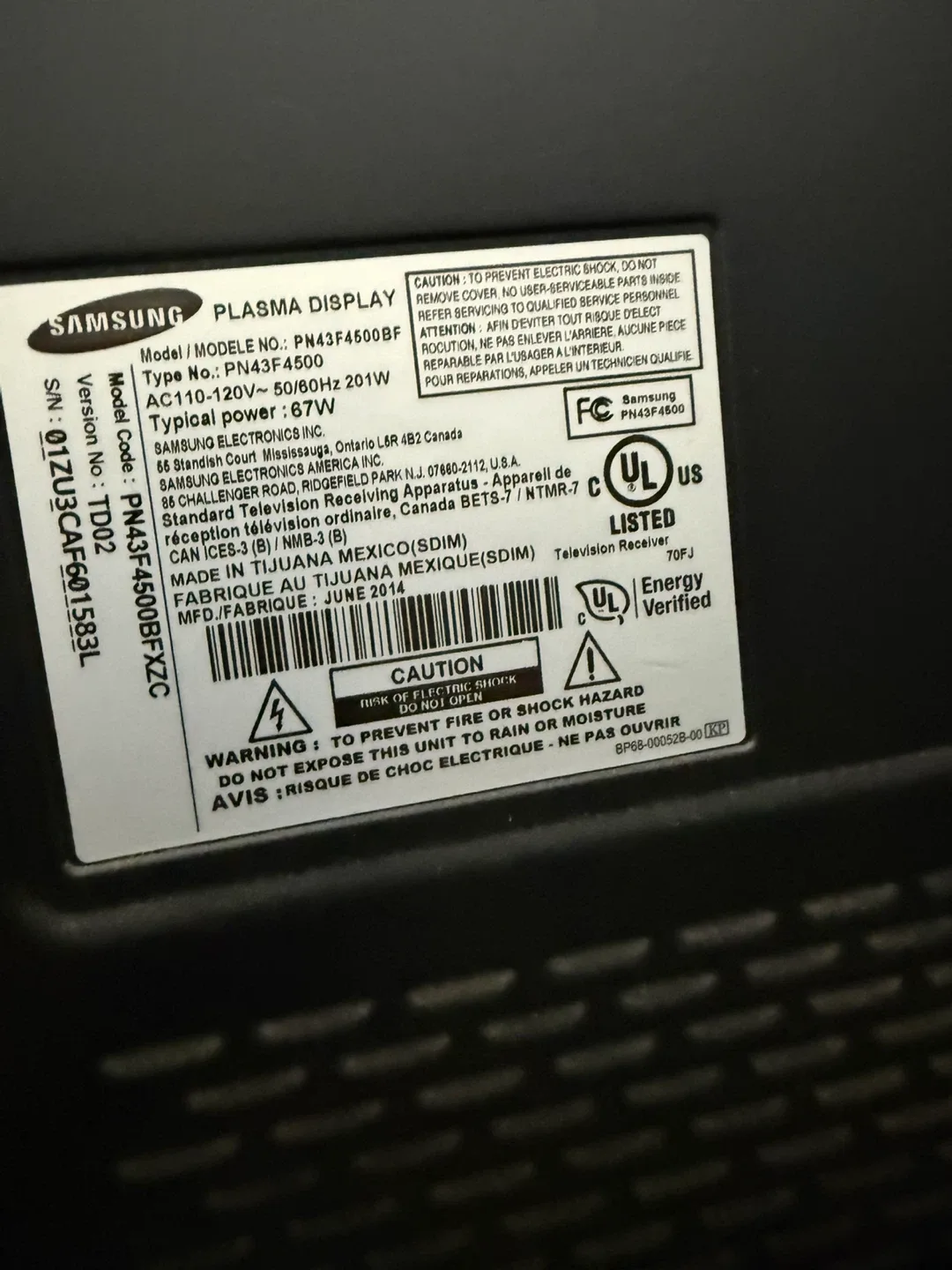 Samsung Plasma TV PN43F4500BF, 43 inch image indicator(2)