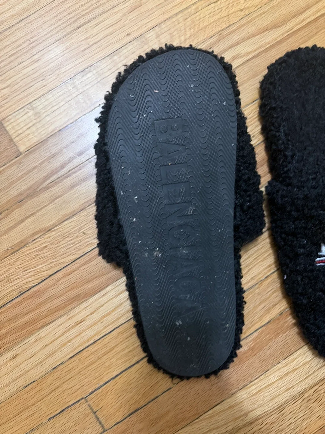 Balenciaga Black Terry Logo Slides, Size US 10 image indicator(2)